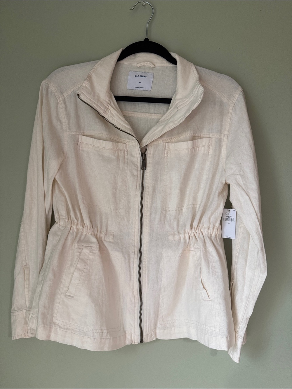 NWT Old Navy Cream Lightweight Zip-Front Utility Jacket - Size XS